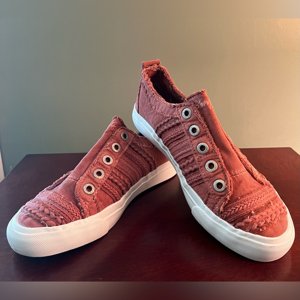 Rust Frayed Slip-On Sneakers